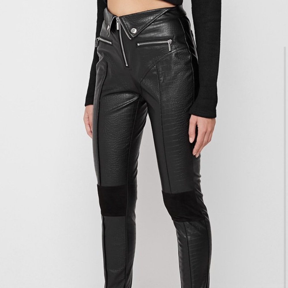 Croc detail vegan leather pants